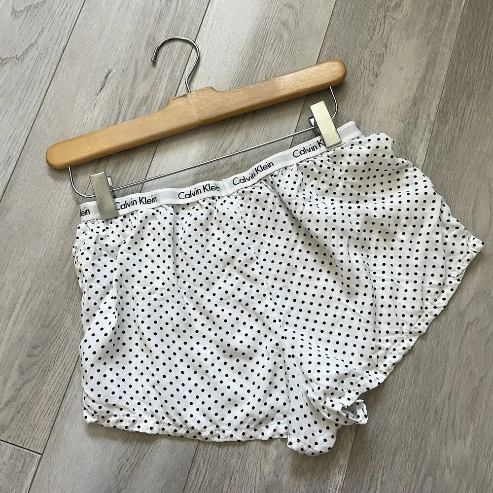 Calvin Klein Shorts polka dot boxer lounge womens White Black (medium) sleep